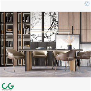 Modern light luxury dining table and chair combination 3d model